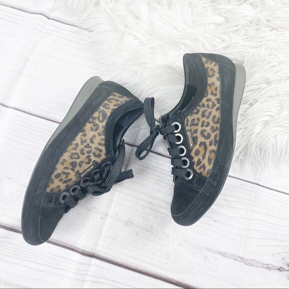 Mephisto Black and Brown Leopard Print Suede 'Bretta' Sneakers Size 6.5 - Picture 3 of 7